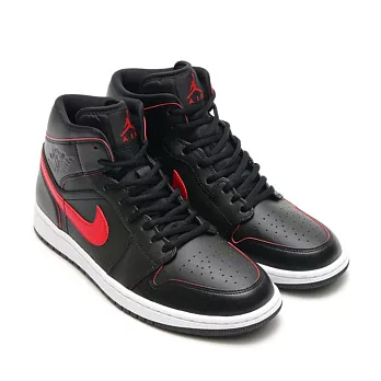 NIKE AIR JORDAN 1 MID AJ1 高筒喬丹飛人Jumpman 經典復古復刻1代質感皮質鞋面男鞋 【GT Company】US9黑底紅勾