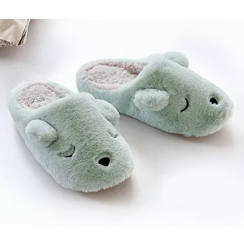 【AMEBER】可愛小狗狗絨毛室內家居拖鞋防滑地板拖鞋-淺綠L淺綠