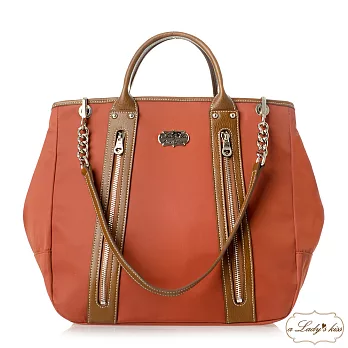 【a Lady ’s真皮】魅麗OL俐落雙款通勤二用包-大(磚紅)