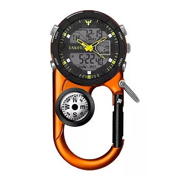 美國DAKOTA Angler II系列 軍事撥號多功能黑錶框登山錶 指南針橘色掛錶/40mm