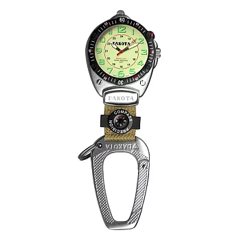 美國DAKOTA大錶面系列 夜光多功能米色錶盤黑框登山錶 指南針掛錶/40mm