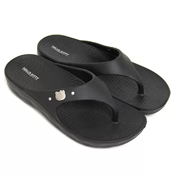 HELLO KITTY 蝴蝶結金屬輕量防水夾腳拖鞋7黑色