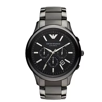 EMPORIO ARMANI亞曼尼 黑色陶瓷石英男錶計時圓盤錶男錶 AR1452(平行輸入)