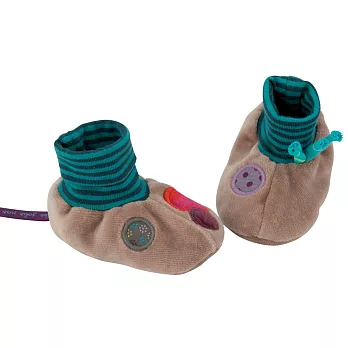 【安垛小姐】法國 Moulin Roty 喬麗絲粉灰綠男寶寶專用保暖鞋套禮盒 0-6個月
