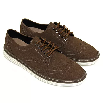 ◤Green Phoenix◥仿麂皮雷射雕花綁帶平底牛津鞋25.5咖啡色