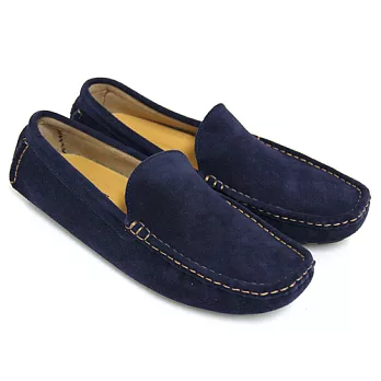 ◤Green Phoenix◥極簡素面縫線套入式牛麂皮平底休閒鞋45藍色