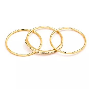 GORJANA 典雅白鑽 金色三環戒 細緻線戒 Shimmer Bar6號