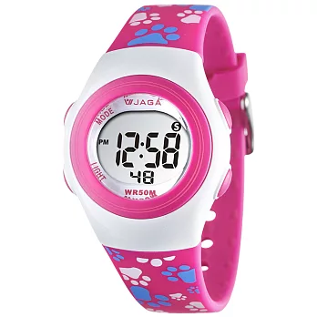 JAGA(捷卡)色彩繽紛花漾年華多功能電子錶-1062-GE(粉藍)