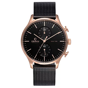 OBAKU 流轉光年雙時區米蘭帶錶款-V196GUVBMB