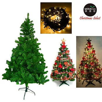 台灣製造5呎/5尺(150cm)豪華版綠聖誕樹 (+飾品組+100燈LED燈2串)-飾品紅金色系+暖白光YS-GT05301