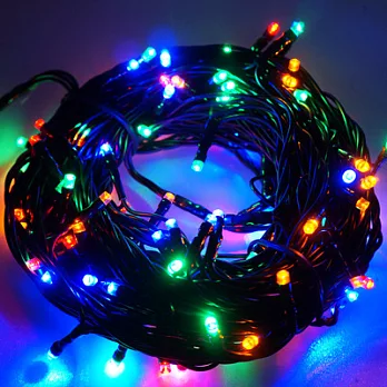 100燈LED燈串聖誕燈 (四彩色光黑線)(附控制器跳機)(高亮度又省電)YS-XLED100001