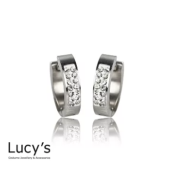 Lucy’s 歐美簡約雙排鑽圓形耳扣