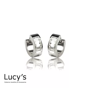 Lucy’s 歐美極簡方鑽單排圓形小銀耳扣
