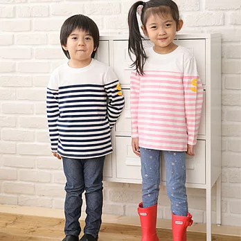 SHIBUDI紳士淑女條紋長袖上衣親子裝MIT(小孩款)90粉白條