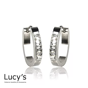 Lucy’s 歐美簡約方鑽單排橢圓耳扣