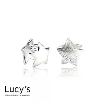 Lucy’s 925純銀歐美星辰拉絲質感耳環
