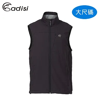 ADISI 男雙層抗風潑水保暖背心AV1621079-1 (3XL) 大尺碼 (防潑水、內裡刷毛、柔軟、環保、去汙)3XL內裡刷毛/黑