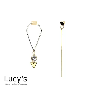 Lucy’s 歐美幾何交錯三角水鑽不規則耳環