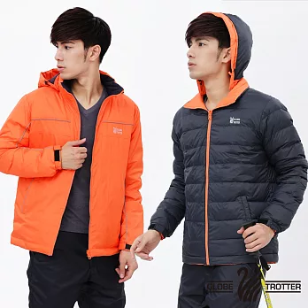 【遊遍天下】雙面穿JIS90% 拒水羽絨防風防潑水羽絨外套(G0308)M桔色