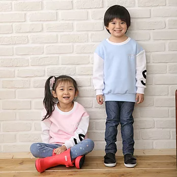 SHIBUDI棉花糖植絨S長袖上衣親子裝MIT(小孩款)90粉底白袖