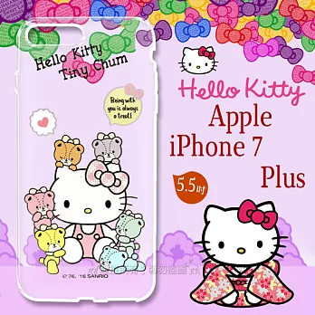 三麗鷗授權凱蒂貓 iPhone 8 Plus/iPhone 7 Plus 浮雕彩繪透明手機殼(熊好朋友)