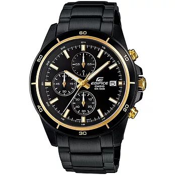 CASIO 卡西歐 EFR-526BK 帥氣疾黑賽車碼表計時鐵帶錶 - 1A9V 黃
