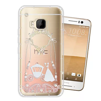 WT 宏達電 HTC One S9/M9 可共用 奧地利水晶彩繪空壓手機殼(精靈捧花)