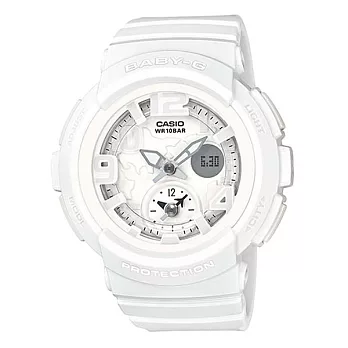 【CASIO】卡西歐 BABY-G系列 甜美女孩運動潮汐雙顯電子錶 (白 BGA-190BC-7B )