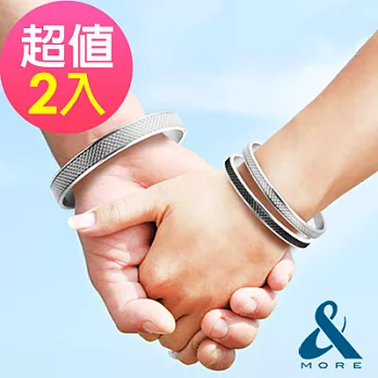 &MORE愛迪莫鈦鍺『時尚DNA鍺』情侶手環星光白(男+女)
