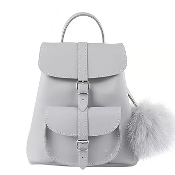 GRAFEA英國品牌 時尚灰色皮革手工真皮毛球後背包