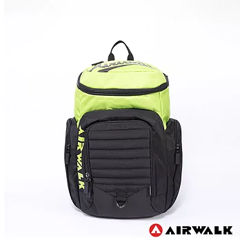 AIRWALK - 掀蓋式輕量尼龍撞色登山後背包綠黑