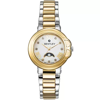 【BENTLEY】賓利 Lady Bentley系列 月亮女神晶鑽手錶 (白面/金銀 BL1689-100777)