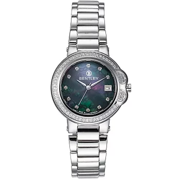 【BENTLEY】賓利 Lady Bentley系列 女神款典雅真鑽手錶 (貝面/銀色鋼帶 BL1689-702010)