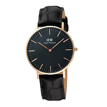 DW Daniel Wellington Classic Black 經典皮帶錶-DW00100141/36mm