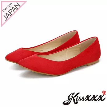 【KissXXX】時尚心機V型淺口舒適平底休閒鞋35紅
