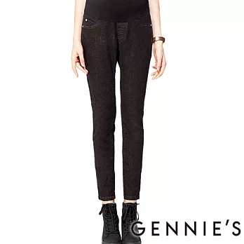 【Gennies奇妮】率性時尚顯瘦孕婦牛仔褲M黑