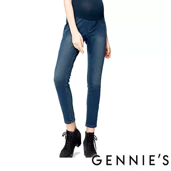 【Gennies奇妮】舒適顯瘦孕婦牛仔褲S藍