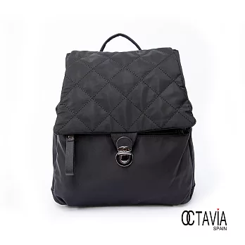 OCTAVIA - just BLACK 系列 菱格鋪棉輕量拼接後背包 - 暖暖黑