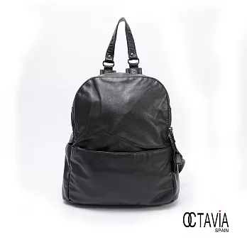OCTAVIA - just BLACK系列 水洗牛皮軟調子後背包 -