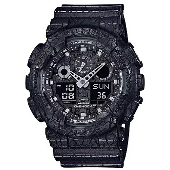 【CASIO】卡西歐 G-SHOCK系列 立體爆裂紋設計雙顯電子錶 (黑 GA-100CG-1A )