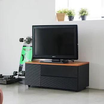 Peachy Life 設計款造型波紋電視櫃/TV櫃-90cm(3色可選)黑x原木天板