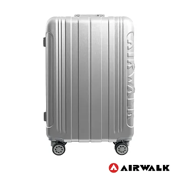 AIRWALK LUGGAGE - 金屬森林 木絲鋁框復古壓扣行李箱 24吋ABS+PC鋁框箱 -銀雪白