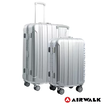 AIRWALK LUGGAGE - 金屬森林 木絲鋁框復古壓扣行李箱 20+24吋ABS+PC拉鍊行李箱兩件組 -銀雪白