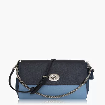 【COACH 多種背法】皮革 / 肩背 / 斜背兩用包(小款)_藍色