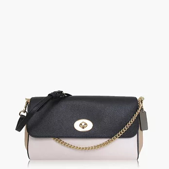 【COACH 多種背法】皮革 / 肩背 / 斜背兩用包(小款)_黑白