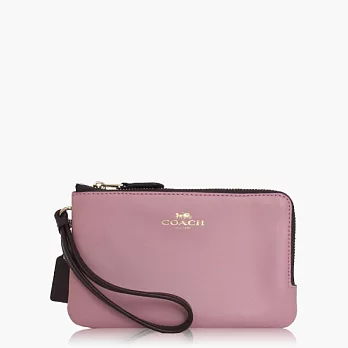 【COACH 攜帶便利】皮革 / 零錢收納 / 手拿包(雙層)_卡其粉
