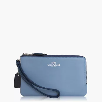 【COACH 攜帶便利】皮革 / 零錢收納 / 手拿包(雙層)_卡其藍