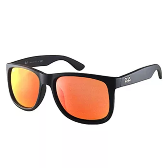 【Ray Ban 雷朋】4165F-622/6Q-55 亞洲加高鼻墊款太陽眼鏡(黑框/水銀黃橘鏡面)