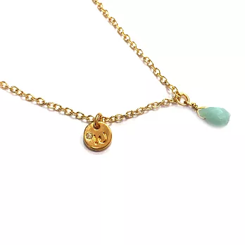 Ettika Initial Crystal Necklace 湖水藍水晶字母W 金色項鍊