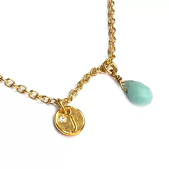 Ettika Initial Crystal Necklace 湖水藍水晶字母J 金色項鍊
